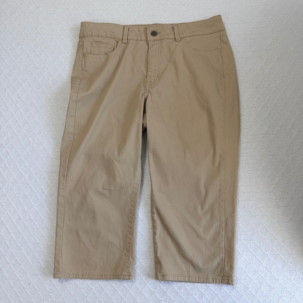 Riders by Lee Womens Khaki Capri Pants Tan Mid Rise Stretch Size 14M MRMH62741